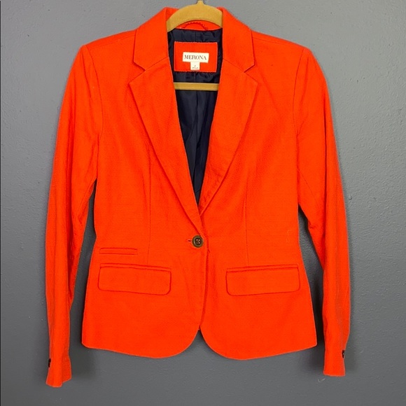 Merona Jackets & Blazers - Merona I Orange Single Button Closer Blazer Size 2